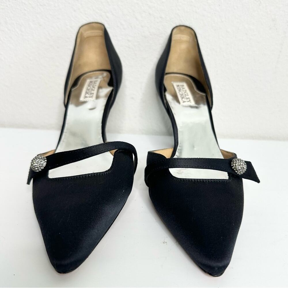 Badgley Mischka Black Satin Women's Heels Size 9.5 - Picture 2 of 6